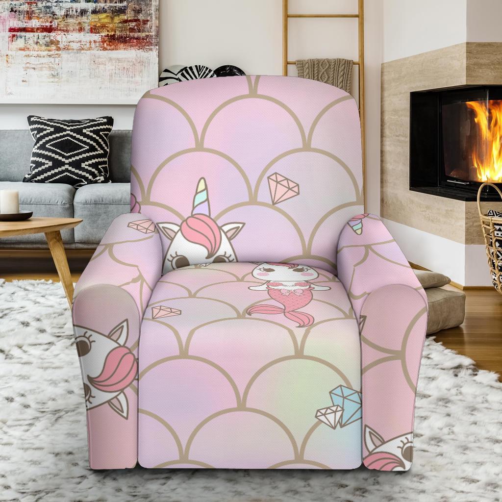 Pink Girly Mermaid Unicon Teal Scales Recliner Cover-grizzshop