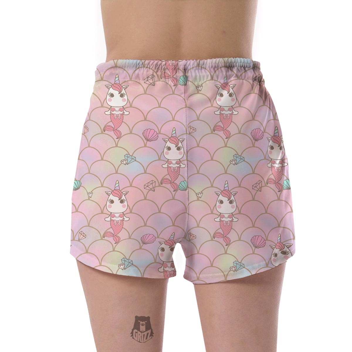 Pink Girly Mermaid Unicon Teal Scales Women's Shorts-grizzshop