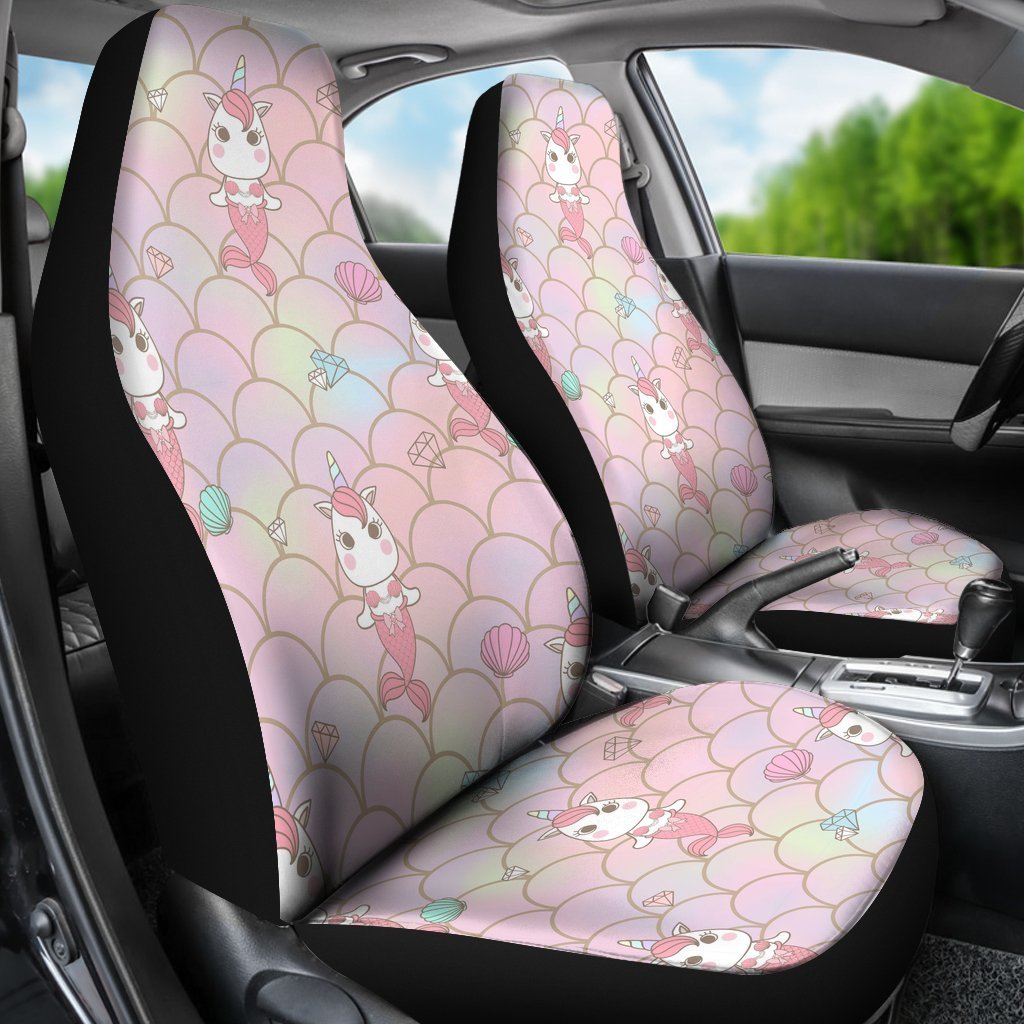Pink Girly Mermaid Unicorn Teal Scales Universal Fit Car Seat Cover-grizzshop