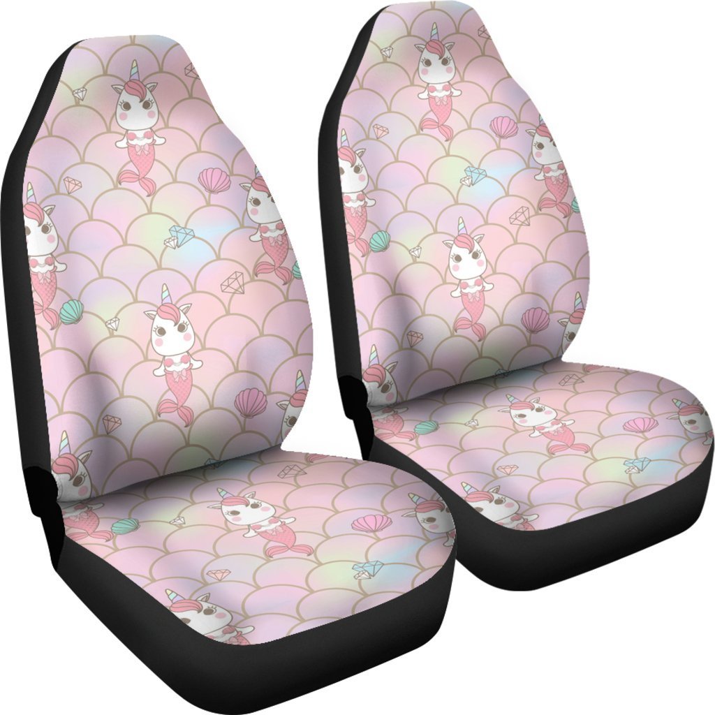 Pink Girly Mermaid Unicorn Teal Scales Universal Fit Car Seat Cover-grizzshop