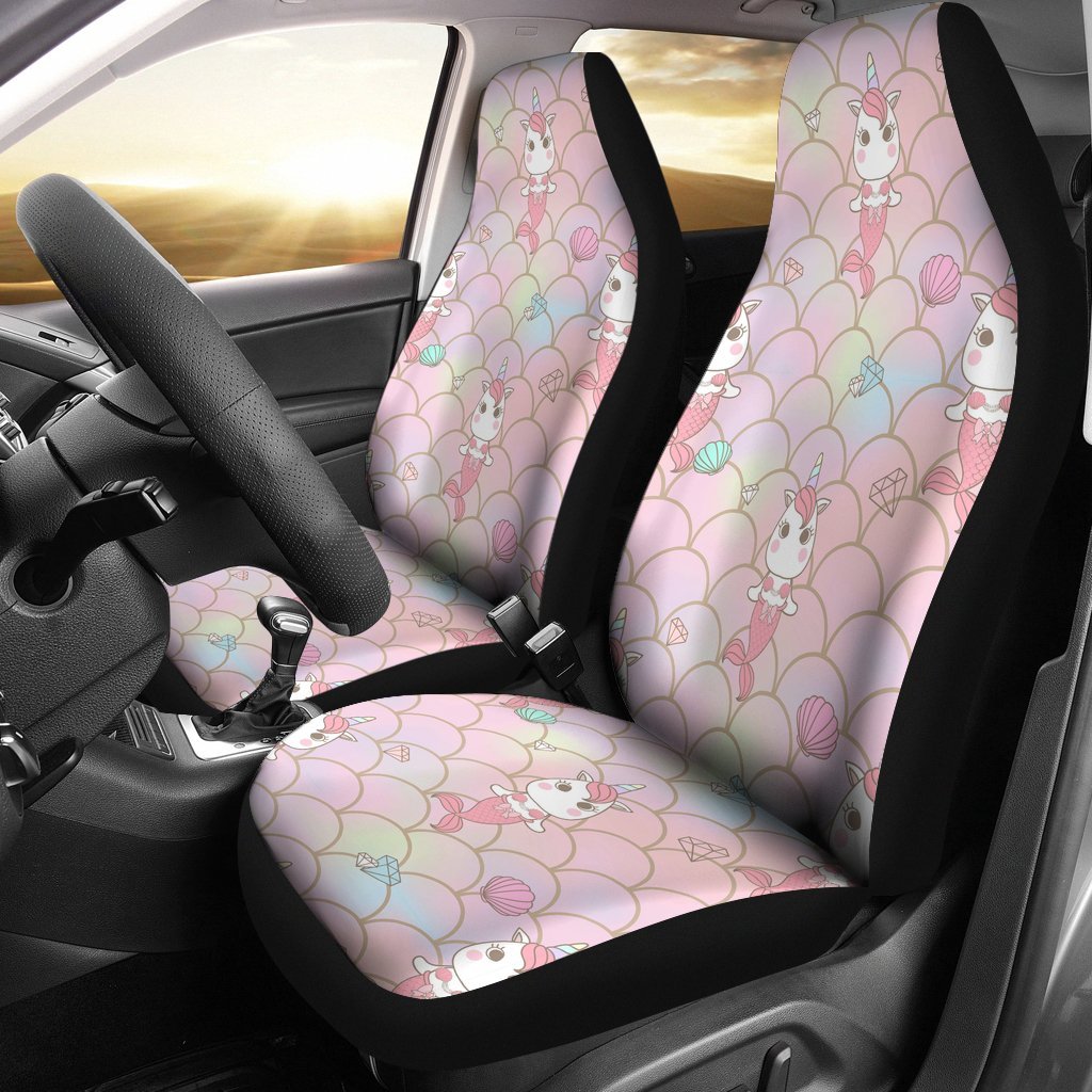 Pink Girly Mermaid Unicorn Teal Scales Universal Fit Car Seat Cover-grizzshop