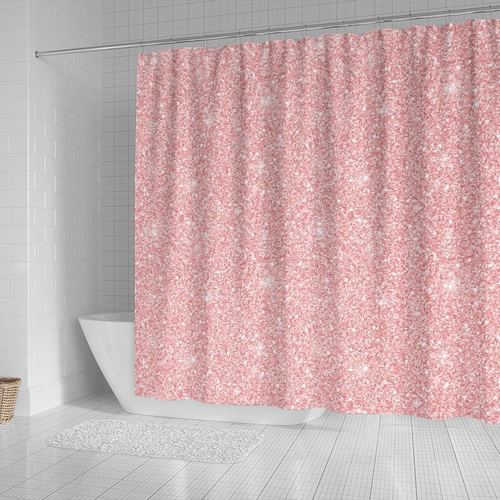 Pink Glitter Pattern Print Bathroom Shower Curtain-grizzshop