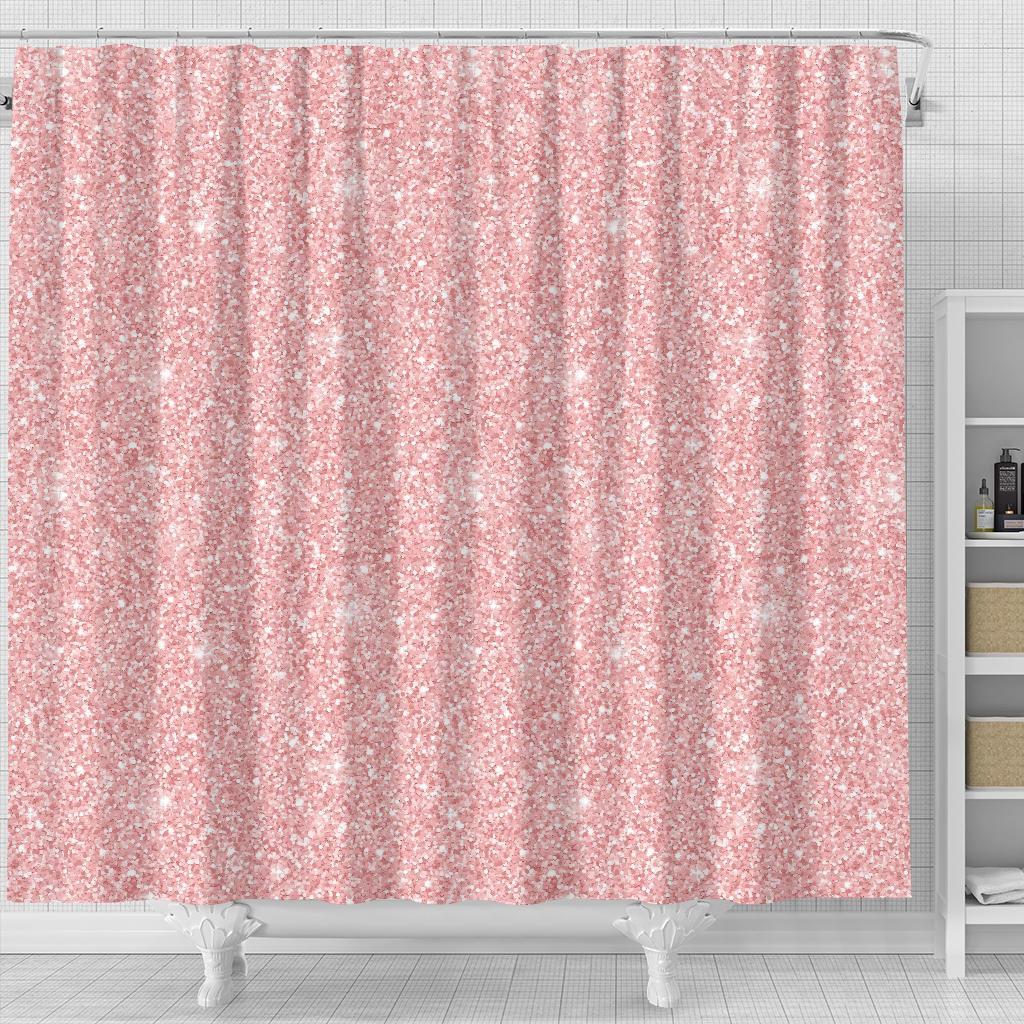 Pink Glitter Pattern Print Bathroom Shower Curtain-grizzshop