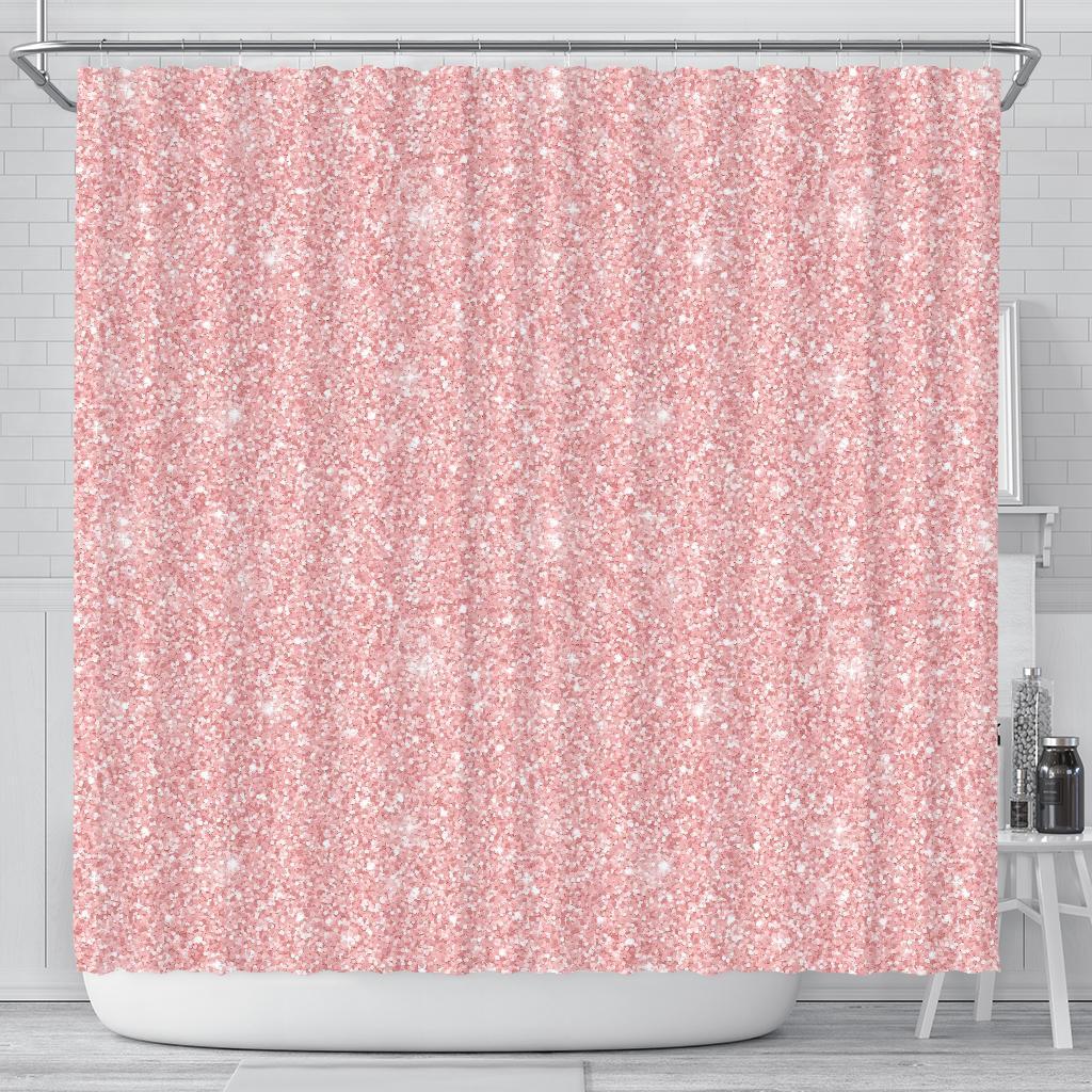 Pink Glitter Pattern Print Bathroom Shower Curtain-grizzshop