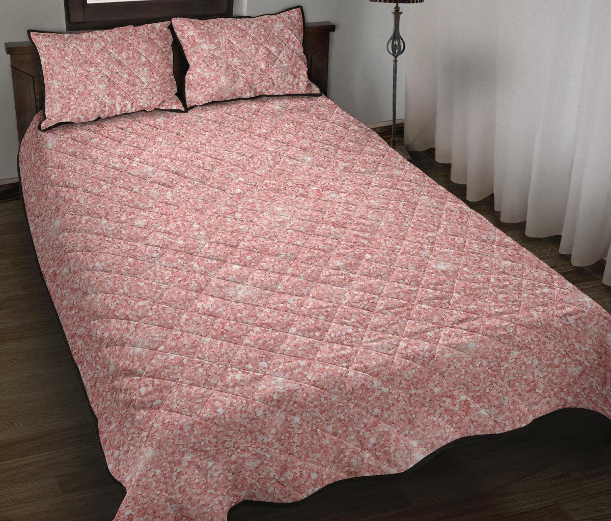 Pink Glitter Pattern Print Bed Set Quilt-grizzshop