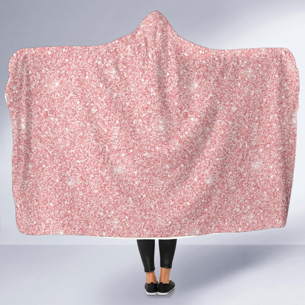 Pink Glitter Pattern Print Hooded Blanket-grizzshop