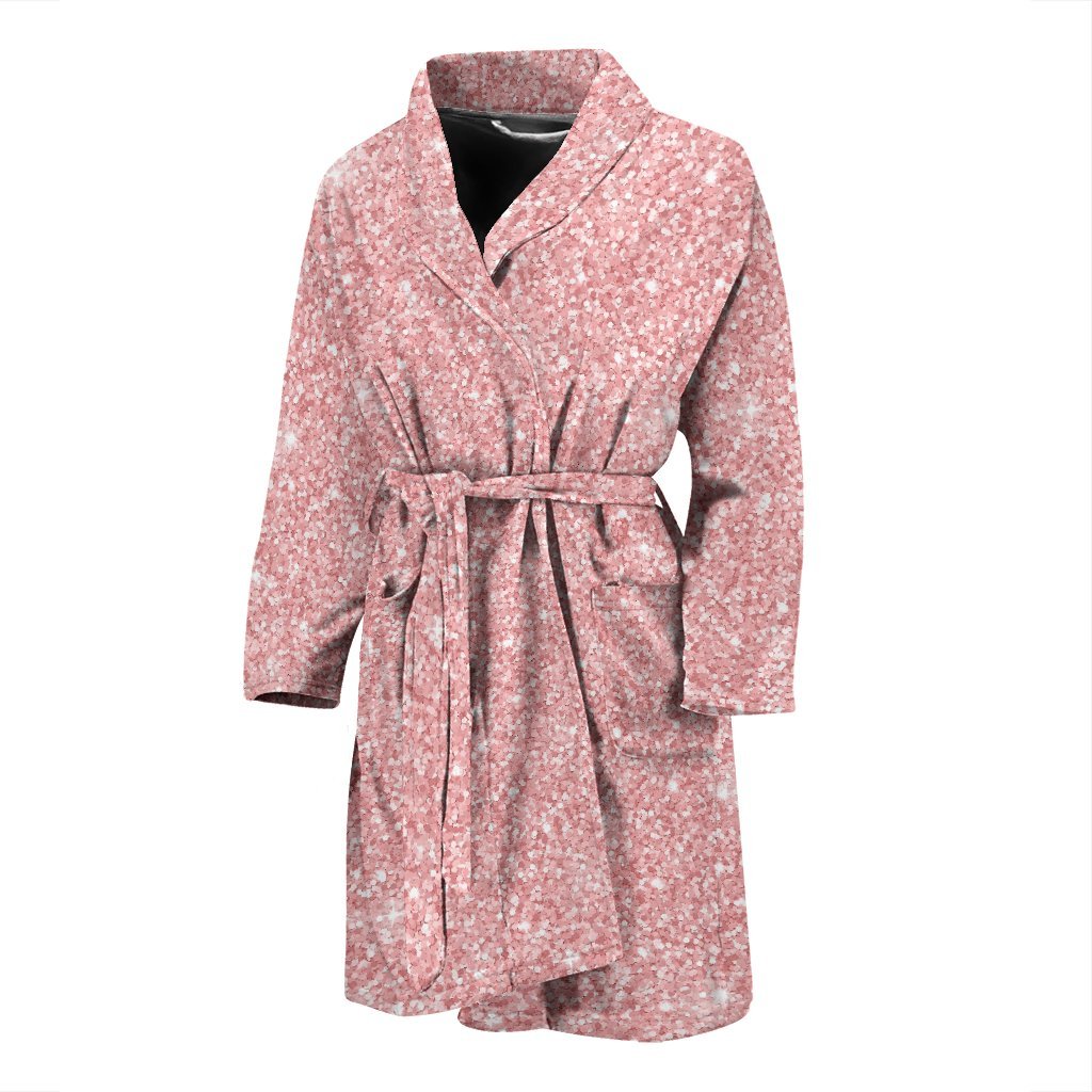 Pink Glitter Pattern Print Men Long Robe-grizzshop