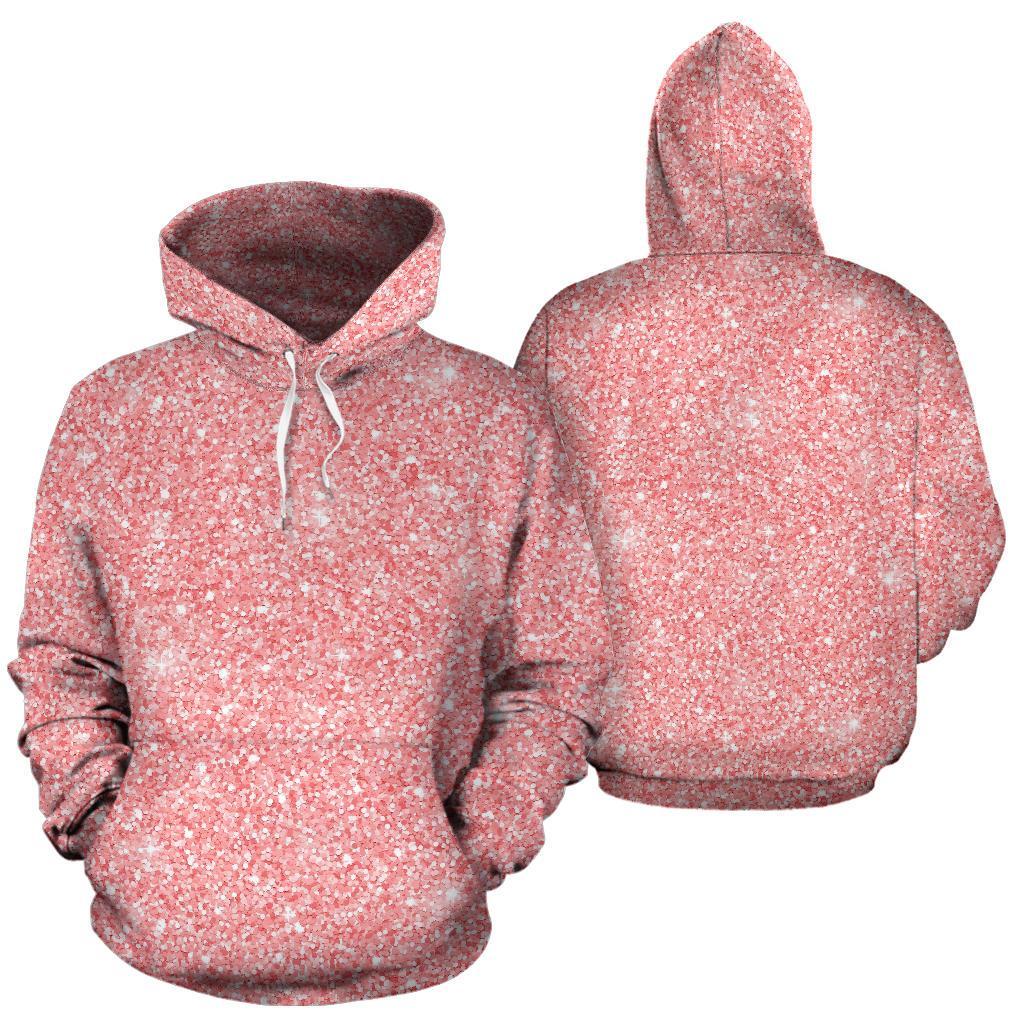 Pink Glitter Pattern Print Men Women Pullover Hoodie-grizzshop
