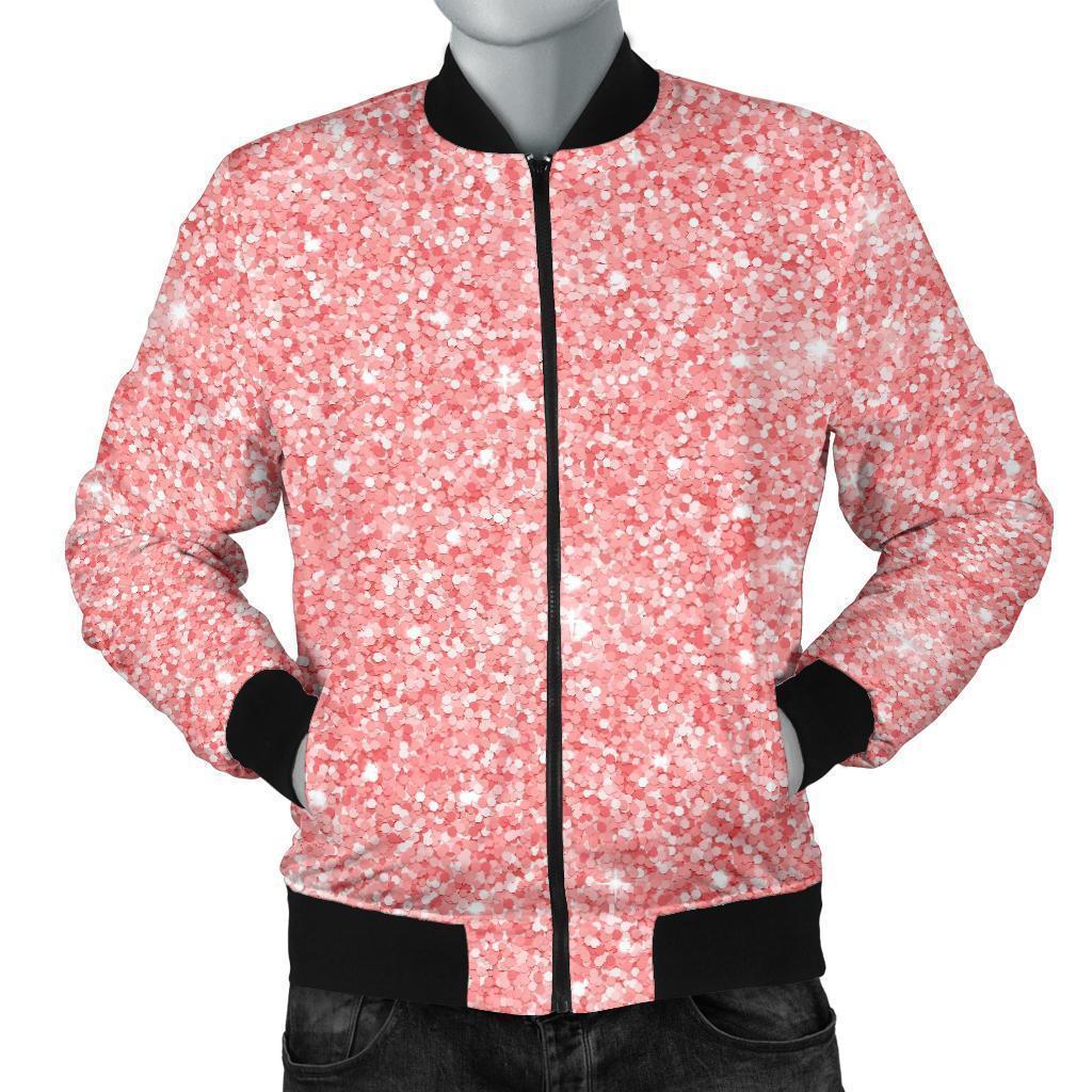 Pink Glitter Pattern Print Men's Bomber Jacket-grizzshop