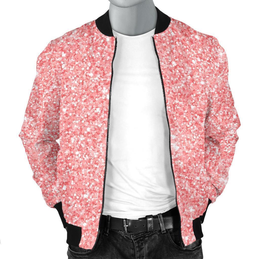 Pink Glitter Pattern Print Men's Bomber Jacket-grizzshop