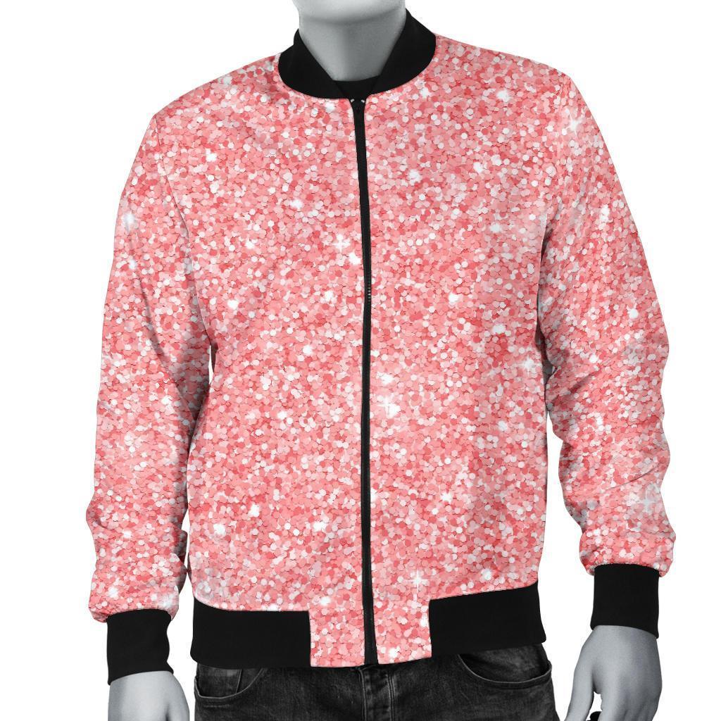 Pink Glitter Pattern Print Men's Bomber Jacket-grizzshop