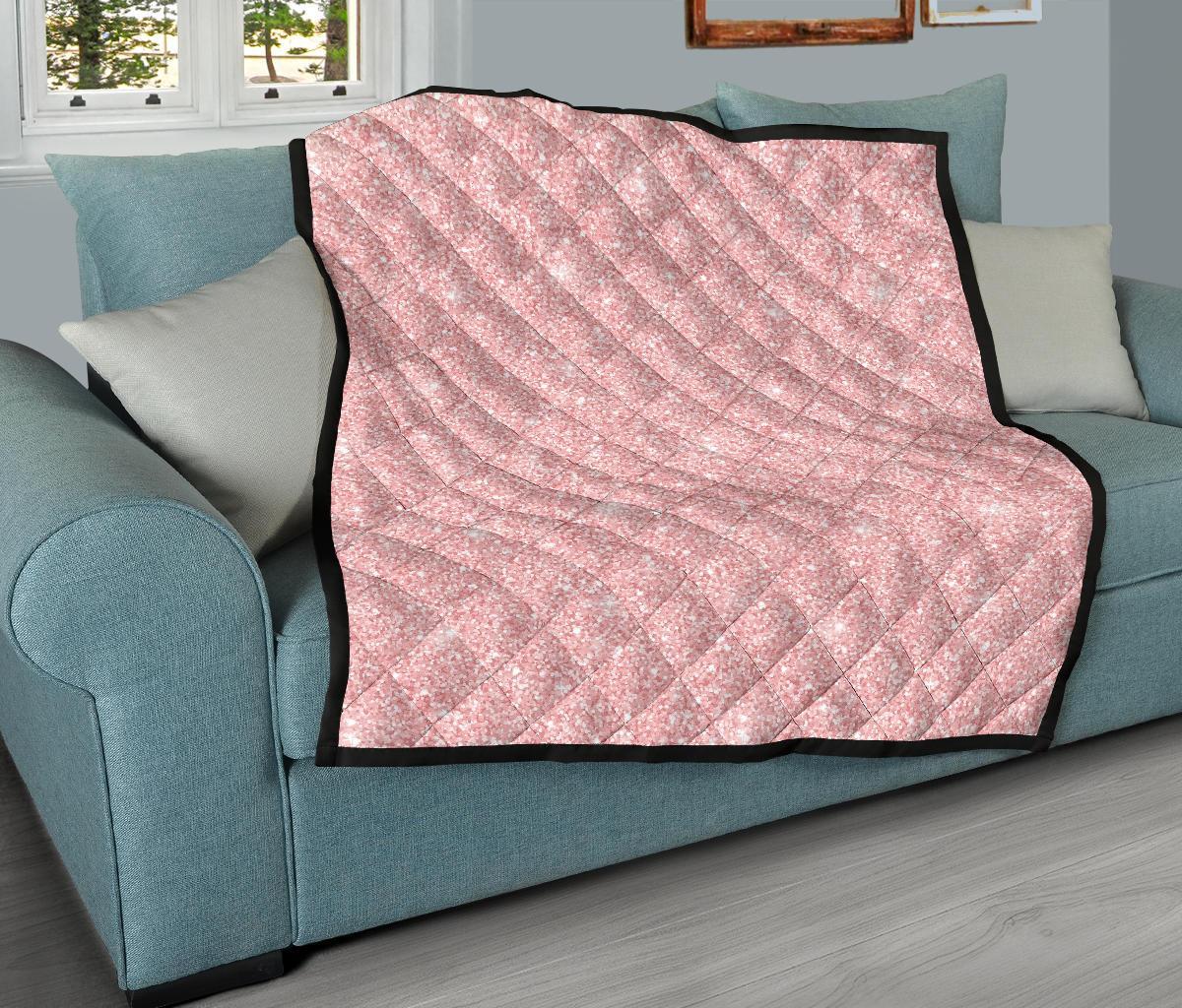 Pink Glitter Pattern Print Quilt-grizzshop