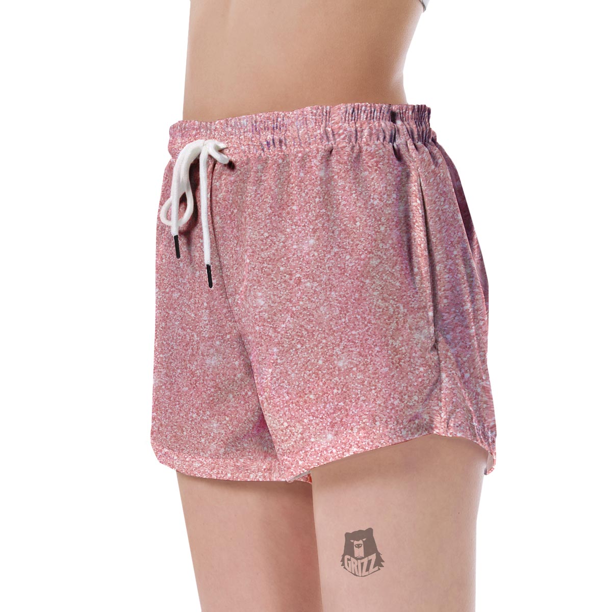 Pink Glitter Pattern Print Women's Shorts-grizzshop