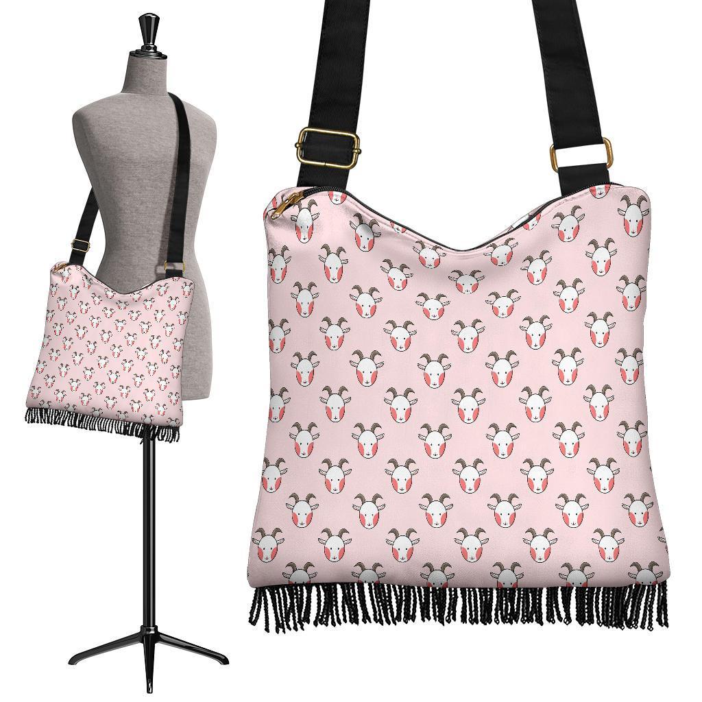 Pink Goat Sheep Pattern Print Crossbody Bags-grizzshop