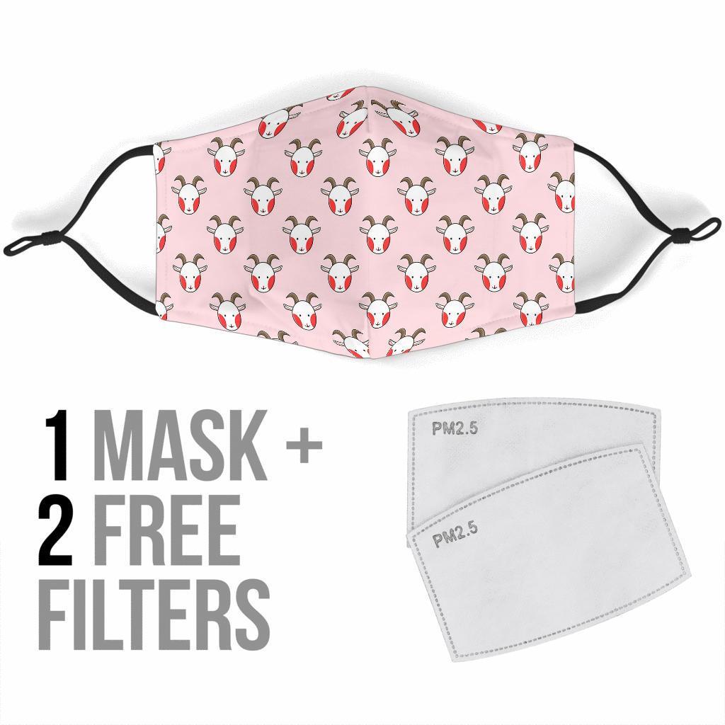 Pink Goat Sheep Pattern Print Face Mask-grizzshop