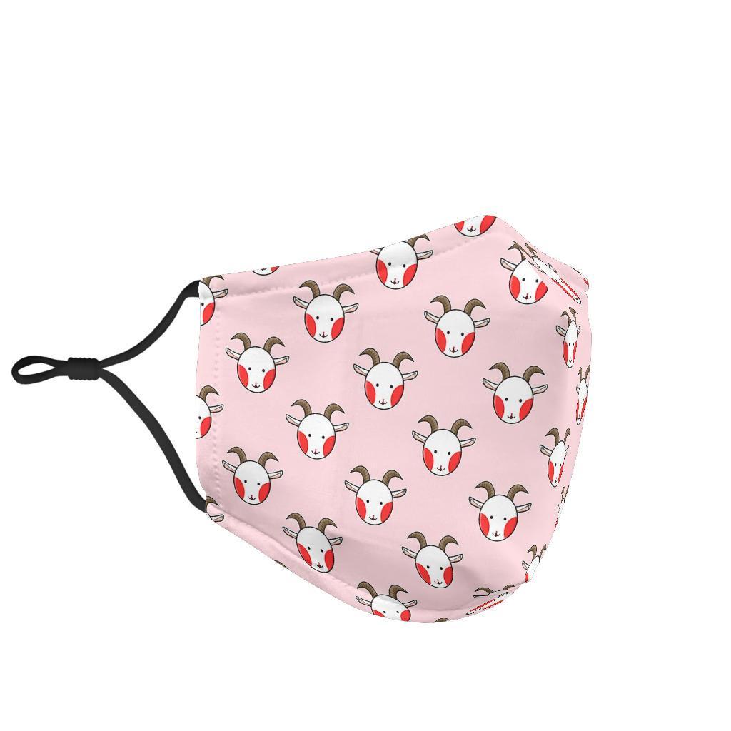 Pink Goat Sheep Pattern Print Face Mask-grizzshop