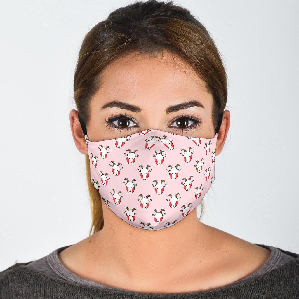 Pink Goat Sheep Pattern Print Face Mask-grizzshop