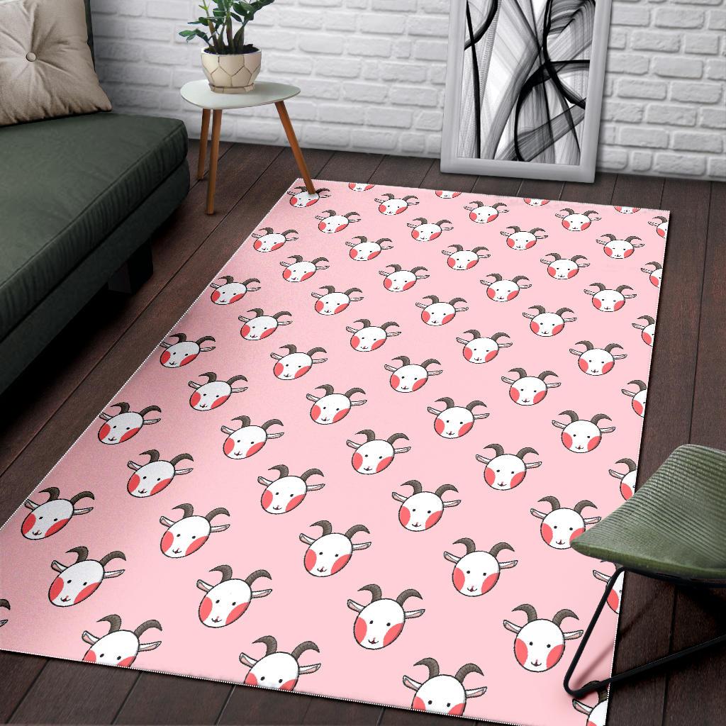 Pink Goat Sheep Pattern Print Floor Mat-grizzshop