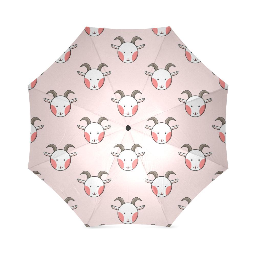 Pink Goat Sheep Pattern Print Foldable Umbrella-grizzshop