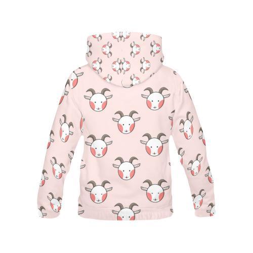 Pink Goat Sheep Pattern Print Men Pullover Hoodie-grizzshop