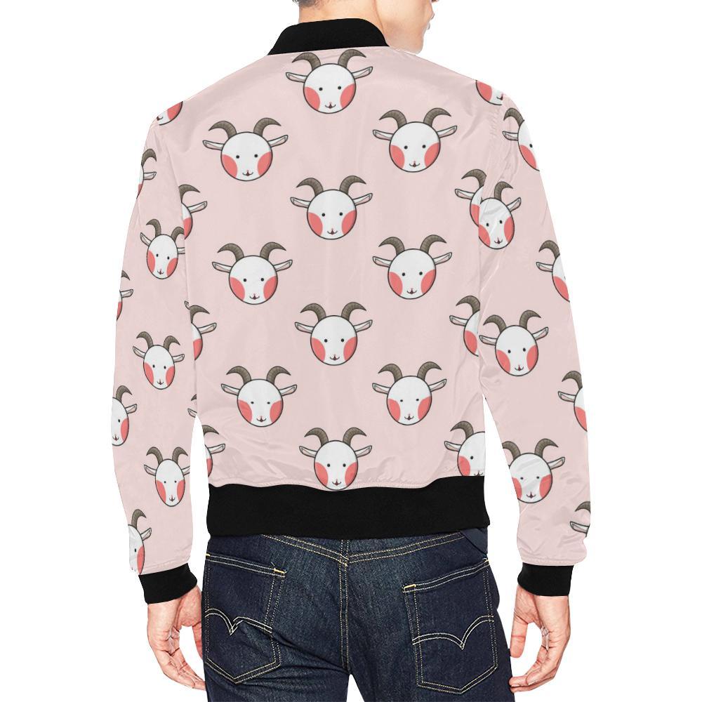 Pink Goat Sheep Pattern Print Men's Bomber Jacket-grizzshop