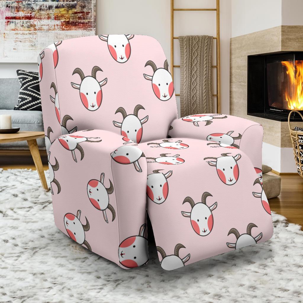 Pink Goat Sheep Pattern Print Recliner Cover-grizzshop