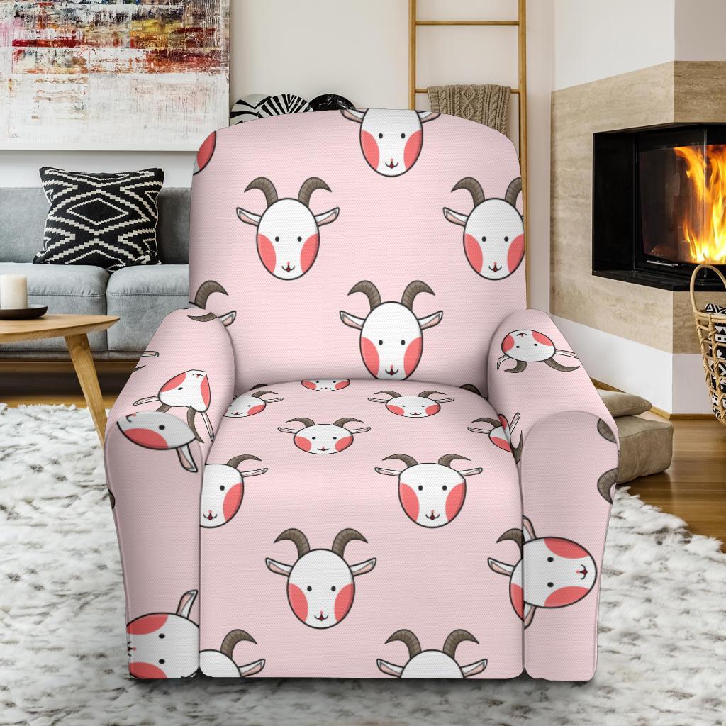 Pink Goat Sheep Pattern Print Recliner Cover-grizzshop