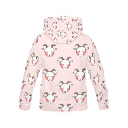 Pink Goat Sheep Pattern Print Women Pullover Hoodie-grizzshop