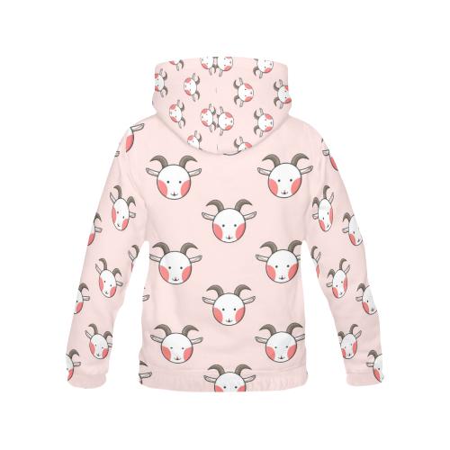 Pink Goat Sheep Pattern Print Women Pullover Hoodie-grizzshop