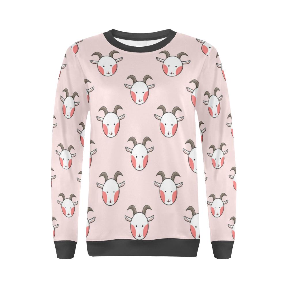 Pink Goat Sheep Pattern Print Women's Sweatshirt-grizzshop