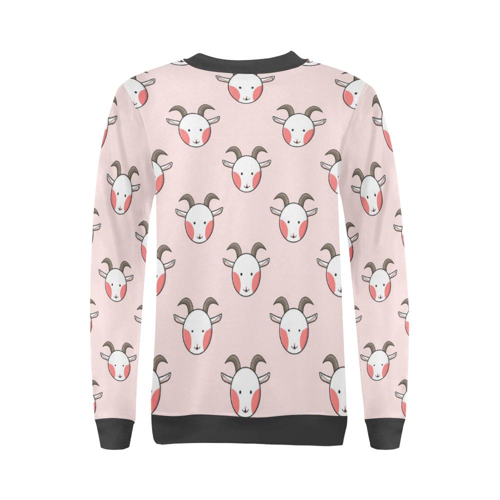 Pink Goat Sheep Pattern Print Women's Sweatshirt-grizzshop