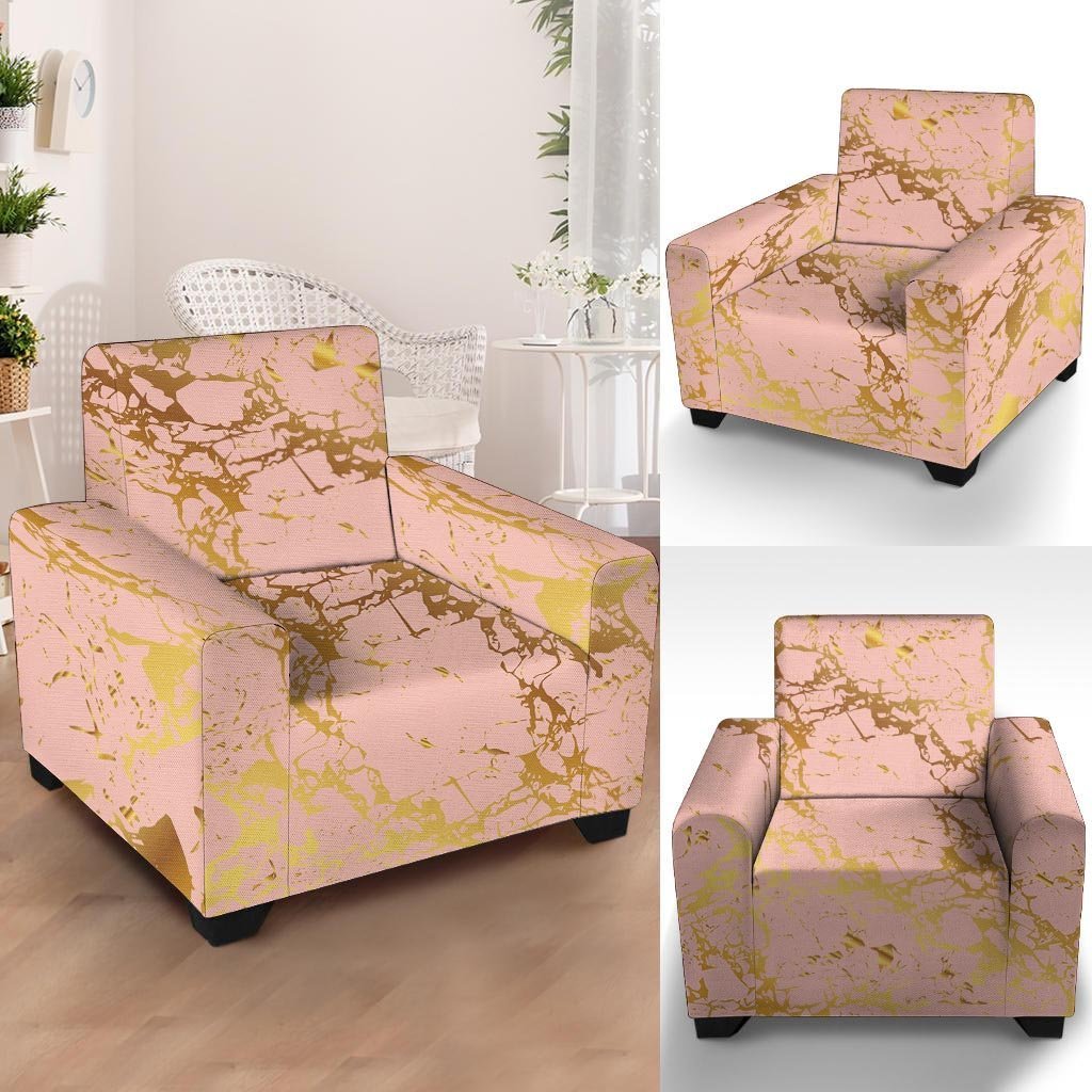 Pink Gold Marble Armchair Cover-grizzshop