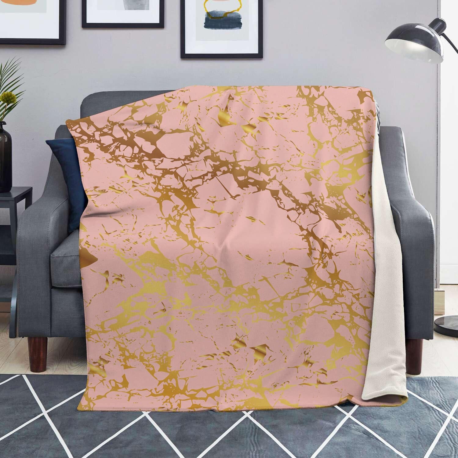 Pink Gold Marble Blanket-grizzshop