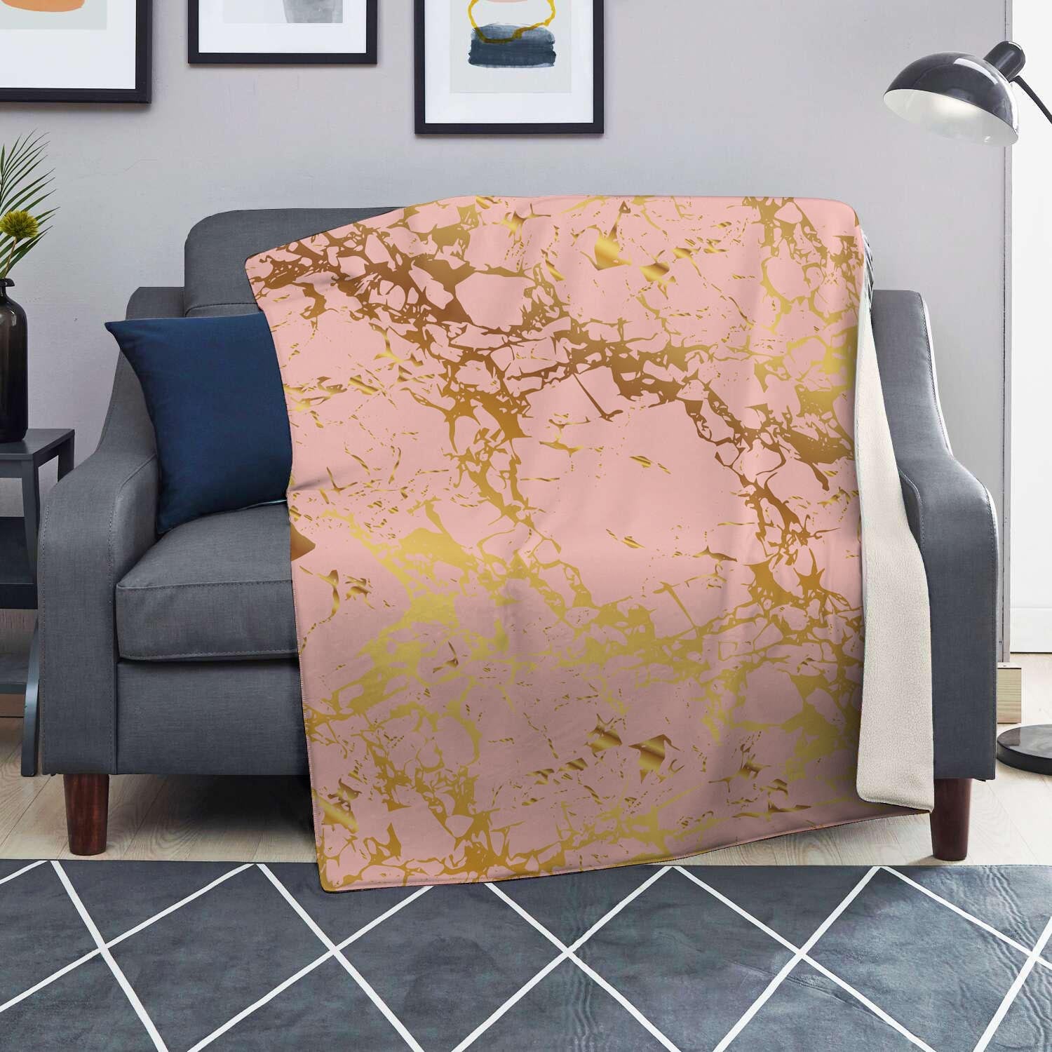 Pink Gold Marble Blanket-grizzshop