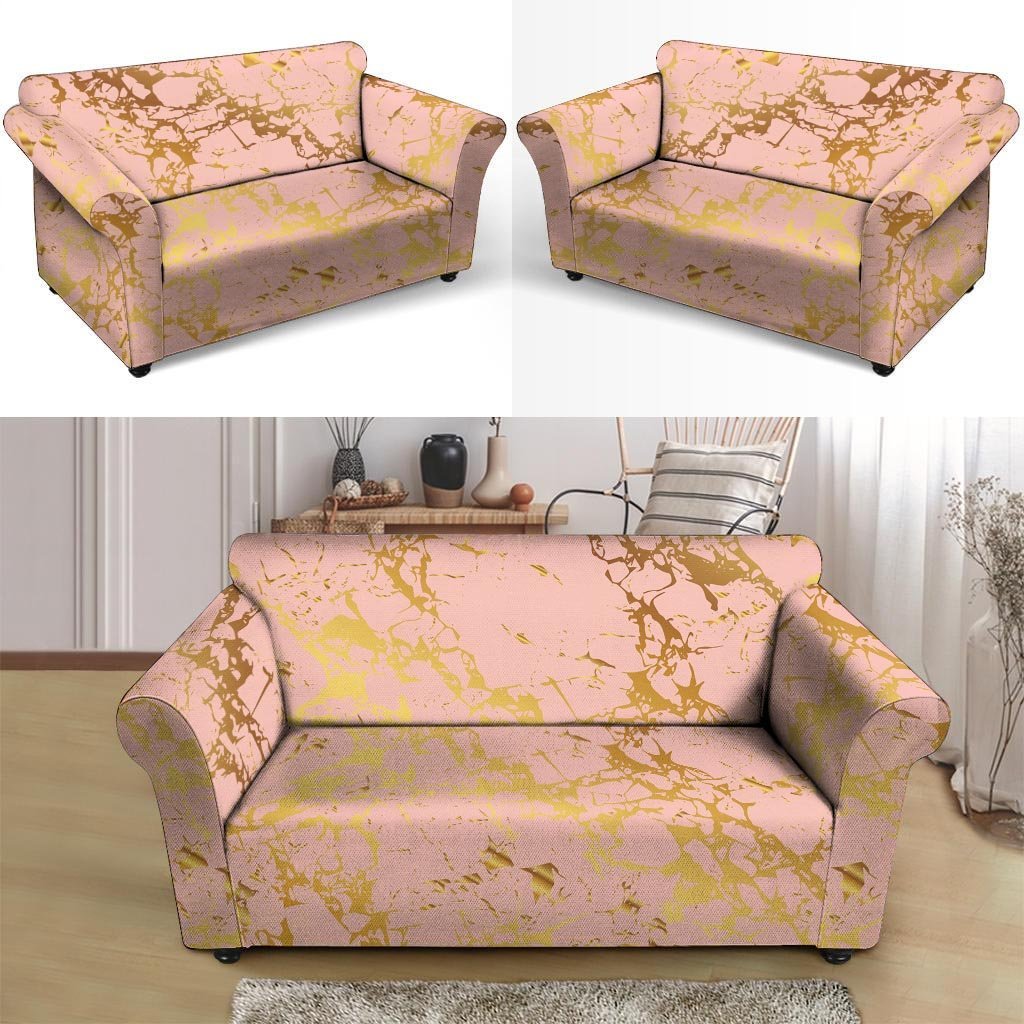 Pink Gold Marble Loveseat Cover-grizzshop