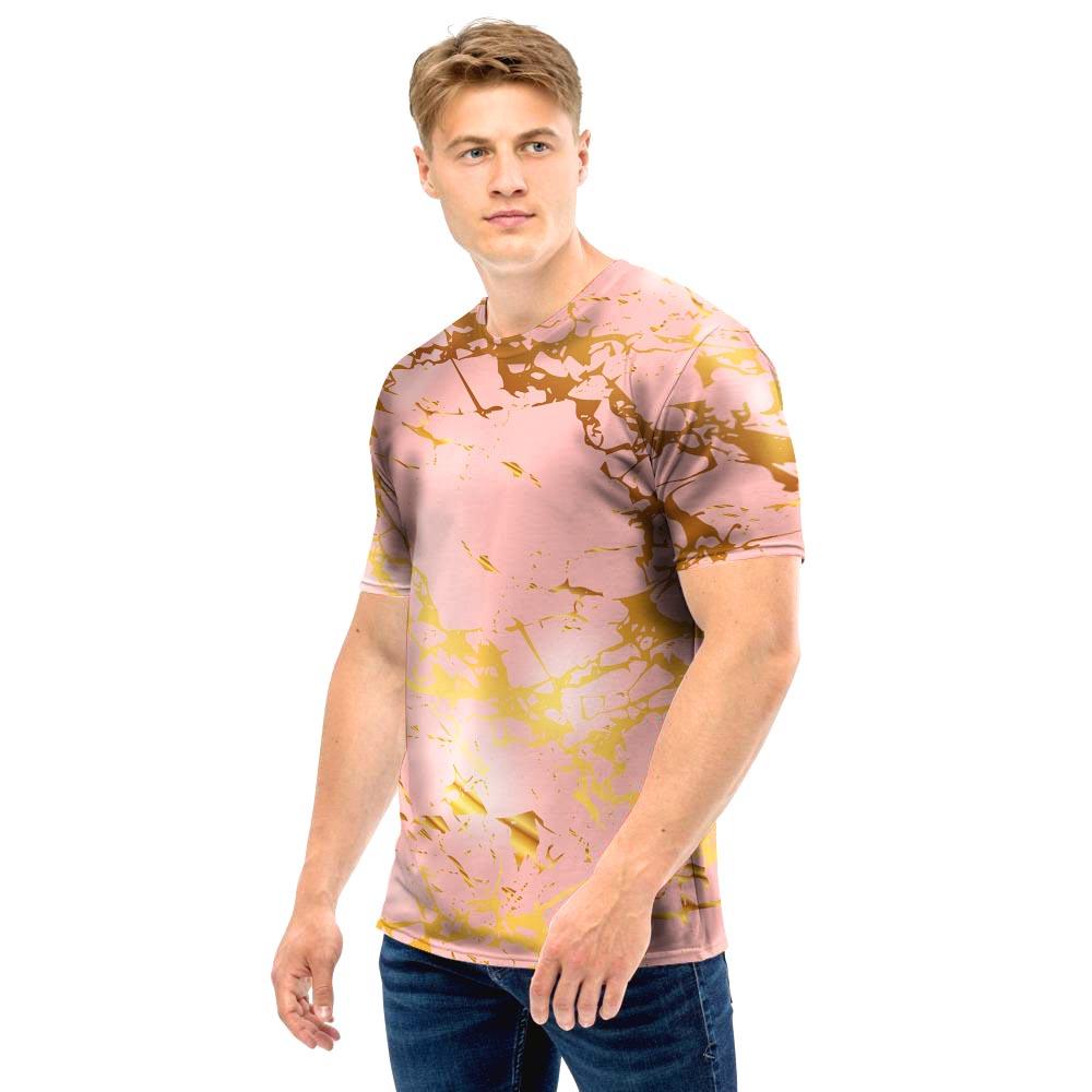 Pink Gold Marble Men T Shirt-grizzshop