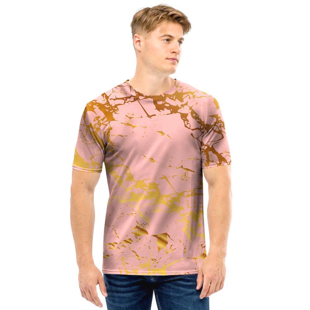 Pink Gold Marble Men T Shirt-grizzshop