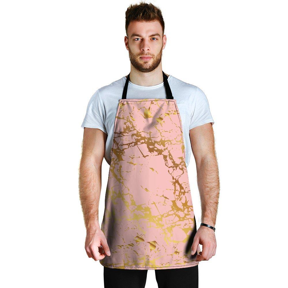 Pink Gold Marble Men's Apron-grizzshop