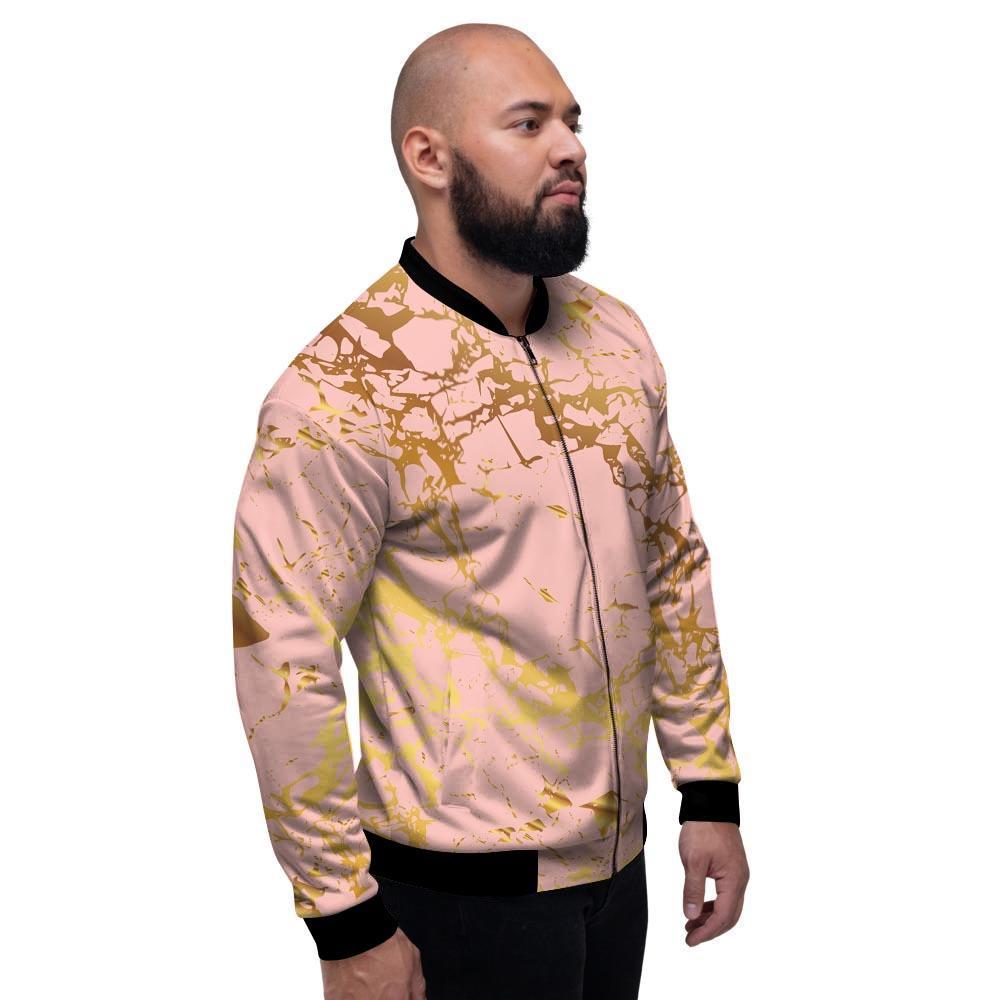 Pink Gold Marble Men's Bomber Jacket-grizzshop