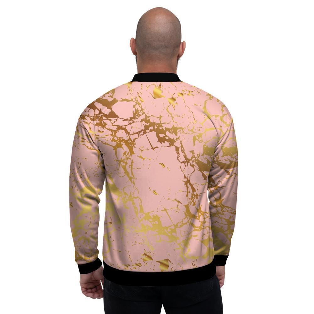 Pink Gold Marble Men's Bomber Jacket-grizzshop