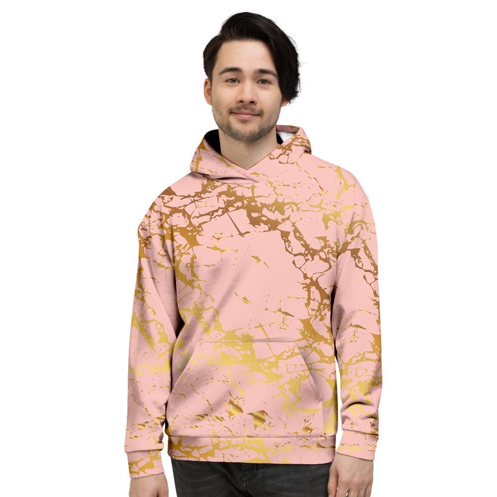 Pink Gold Marble Men's Hoodie-grizzshop