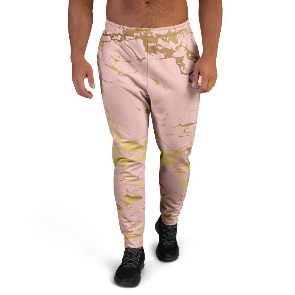 Pink Gold Marble Men's Joggers-grizzshop
