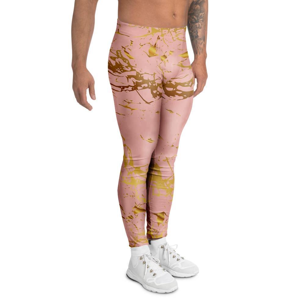 Pink Gold Marble Men's Leggings-grizzshop