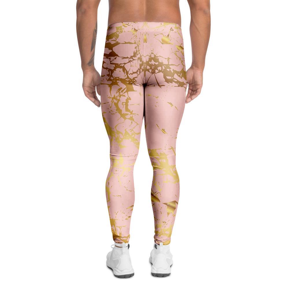 Pink Gold Marble Men's Leggings-grizzshop