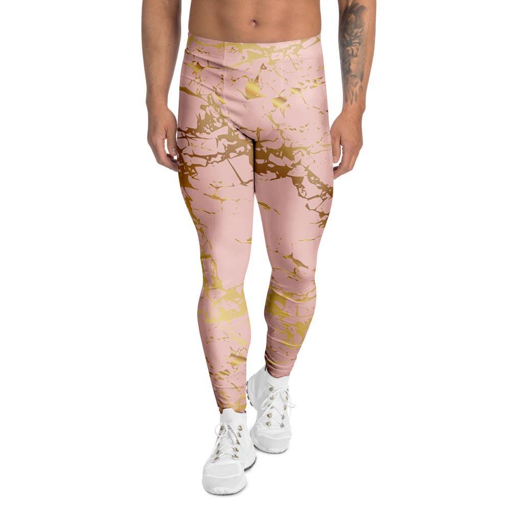 Pink Gold Marble Men's Leggings-grizzshop