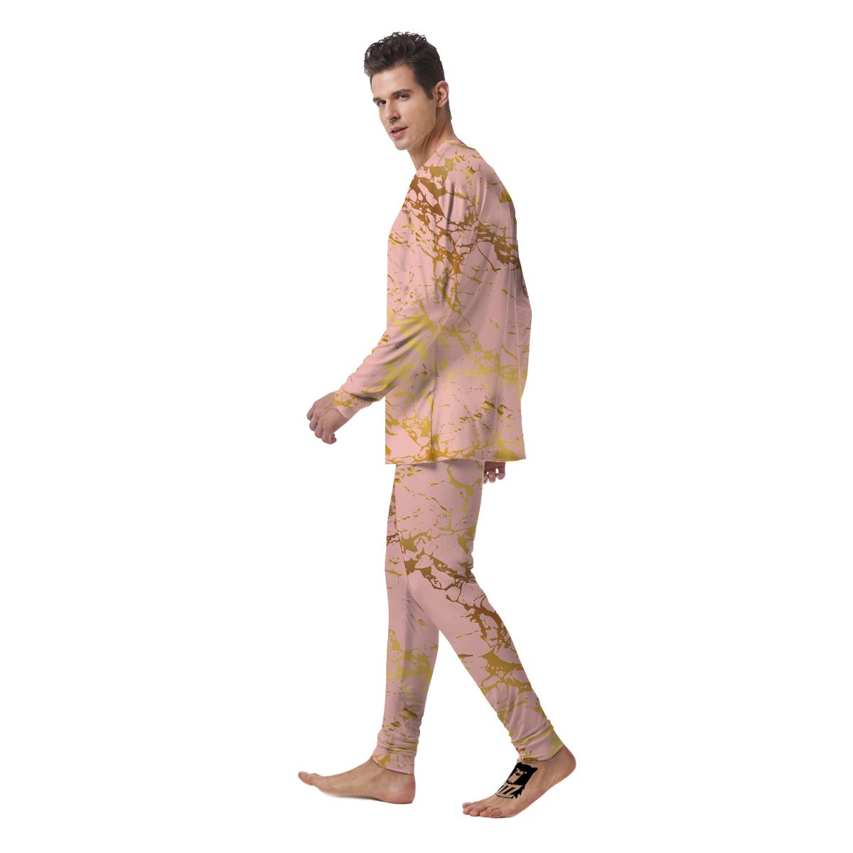 Pink Gold Marble Men's Pajamas-grizzshop