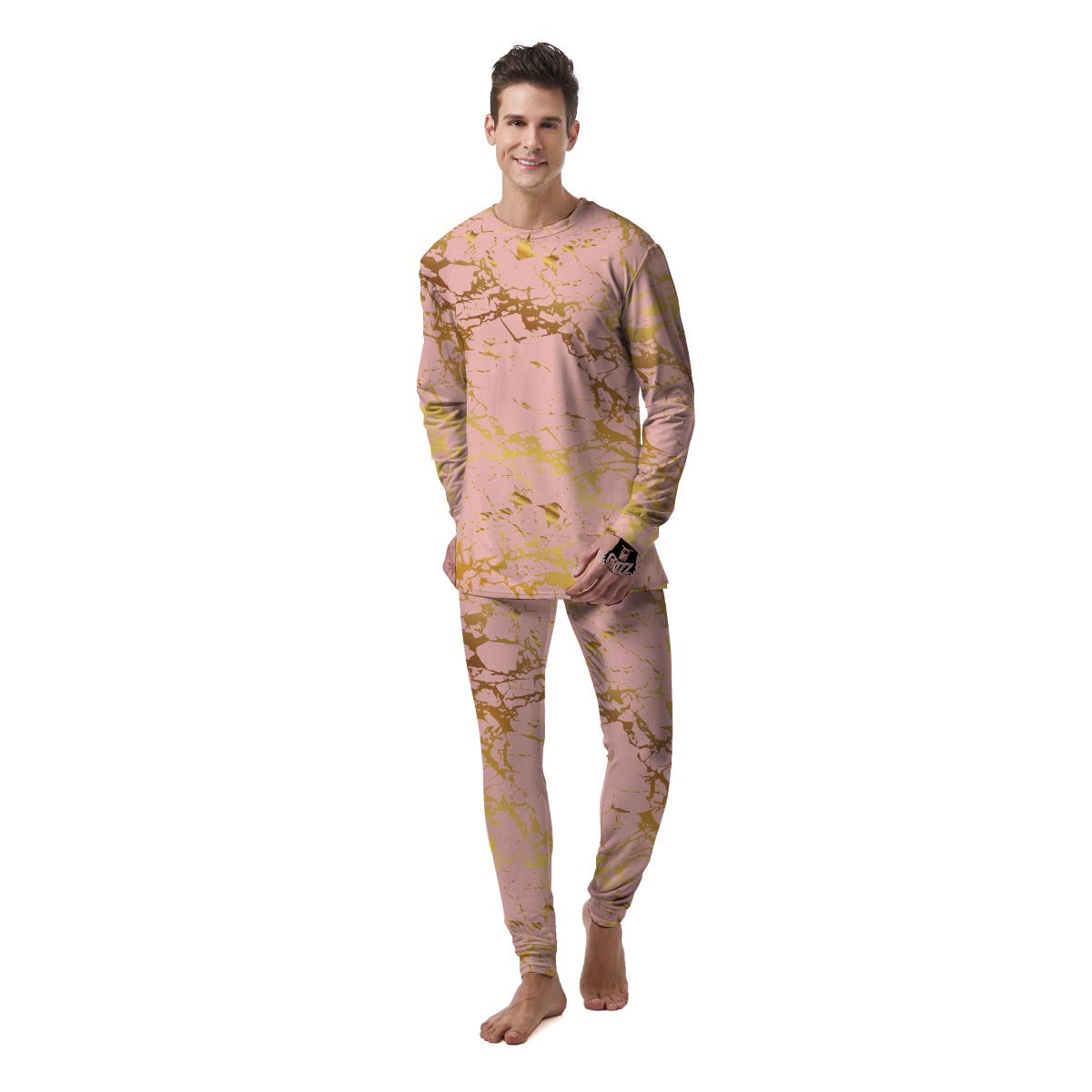 Pink Gold Marble Men's Pajamas-grizzshop