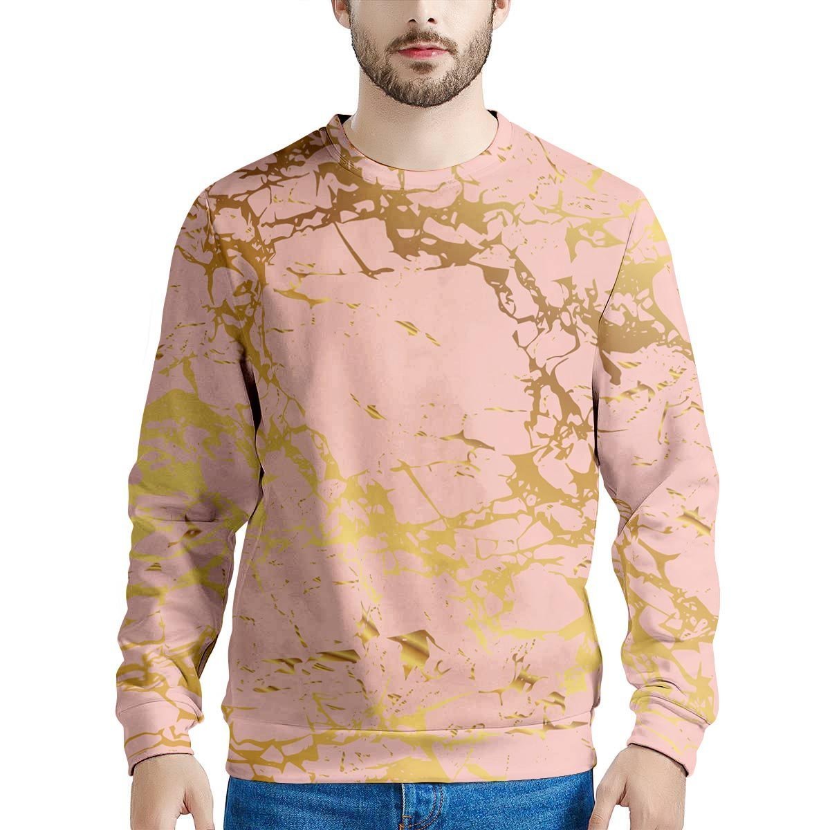 Pink Gold Marble Men's Sweatshirt-grizzshop