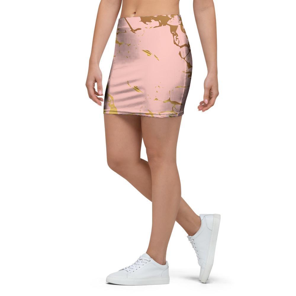 Pink Gold Marble Mini Skirt-grizzshop