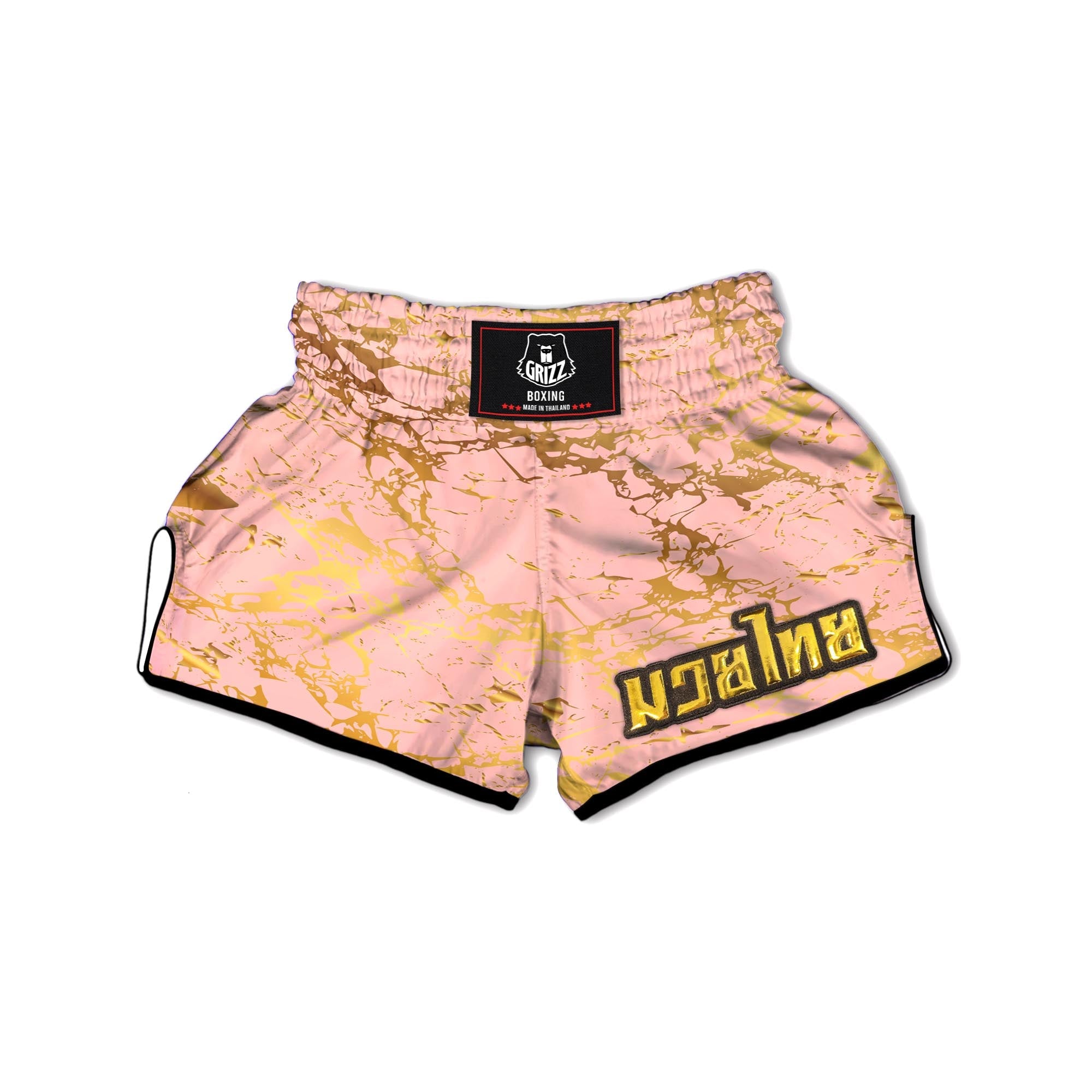 Pink Gold Marble Muay Thai Boxing Shorts-grizzshop